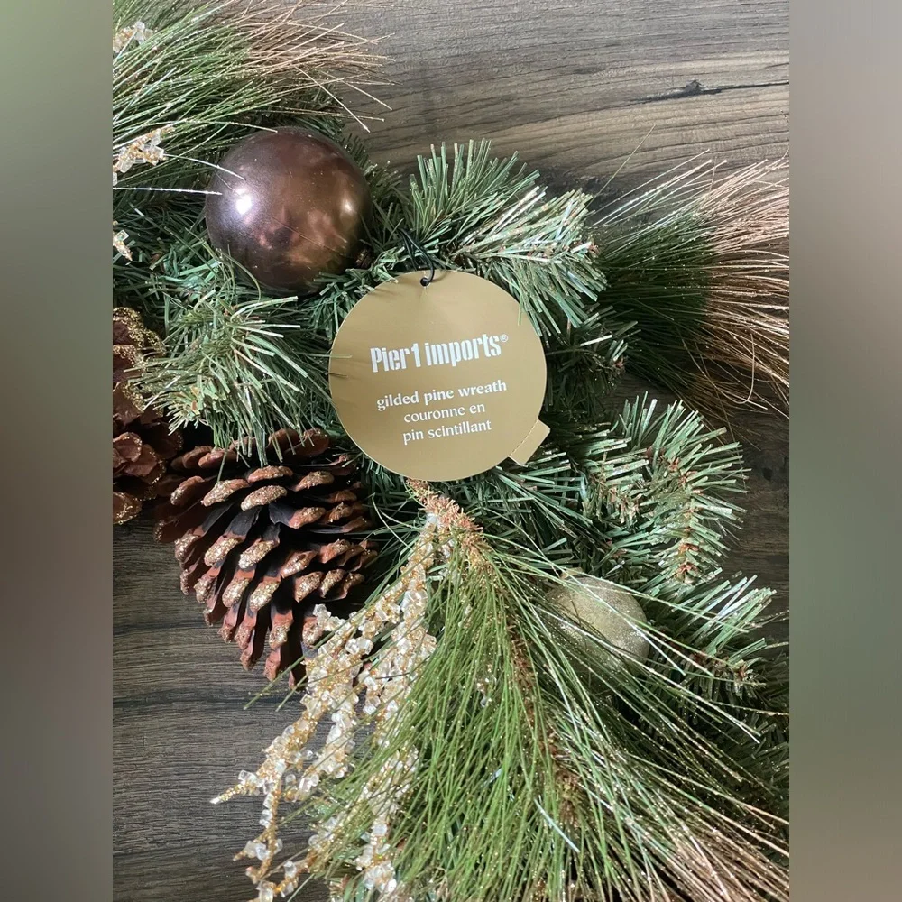 Pier 1 Gold and Brown Ornament Wreath